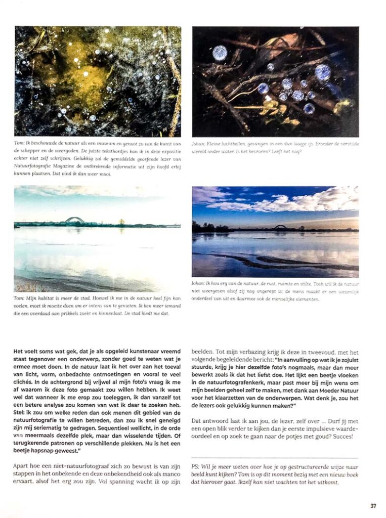 Interview door Johan van der wielen in Natuurfotografie magazine, januari 2023